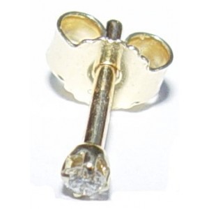  Gouden neus/oorknopje met blauw of rood diamantje
