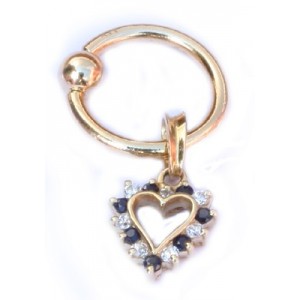  Ring  hart+witte zirk./zwarte saffier