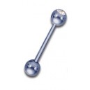 Lichtblauw titanium staafje/witte steen.