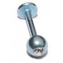 Lichtblauwe titanium stud/witte zirk.