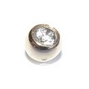 Klemballetje 5 mm/14krt/witte zirk.