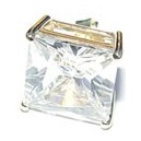 14krts. Gouden Oorknop grote witte zirkonia/10 mm