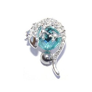 Omgekeerde piercing salamander/turquoise steen 