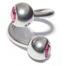 Wokkel met twee balletjes zirkonia/roze