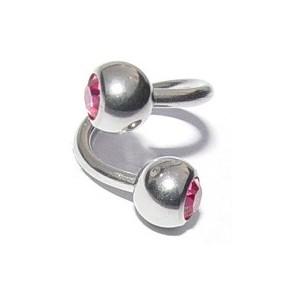 Wokkel met twee balletjes zirkonia/roze