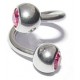 Wokkel met twee balletjes zirkonia/roze