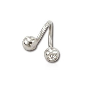 Wokkel met twee balletjes zirkonia/wit
