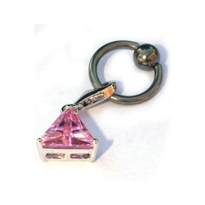 Ringetje met zirkonia hanger/roze