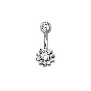 Titanium staafje met bloem zirkonia