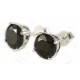 Twee zilveren oorknoppen/zwarte steen
