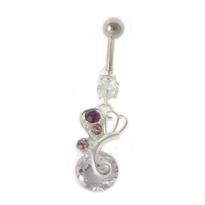 Staafje met witte zirkonia en zirkonia hanger