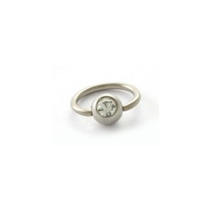  Titanium ring +bal met witte steen