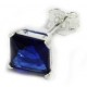 Zilveren oorknoppen saffier blauw/7 mm