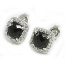 Zilveren oorbellen/Onyx/10 mm