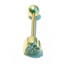 Staafje + Gouden hartje/zirkonia (Swarovski)
